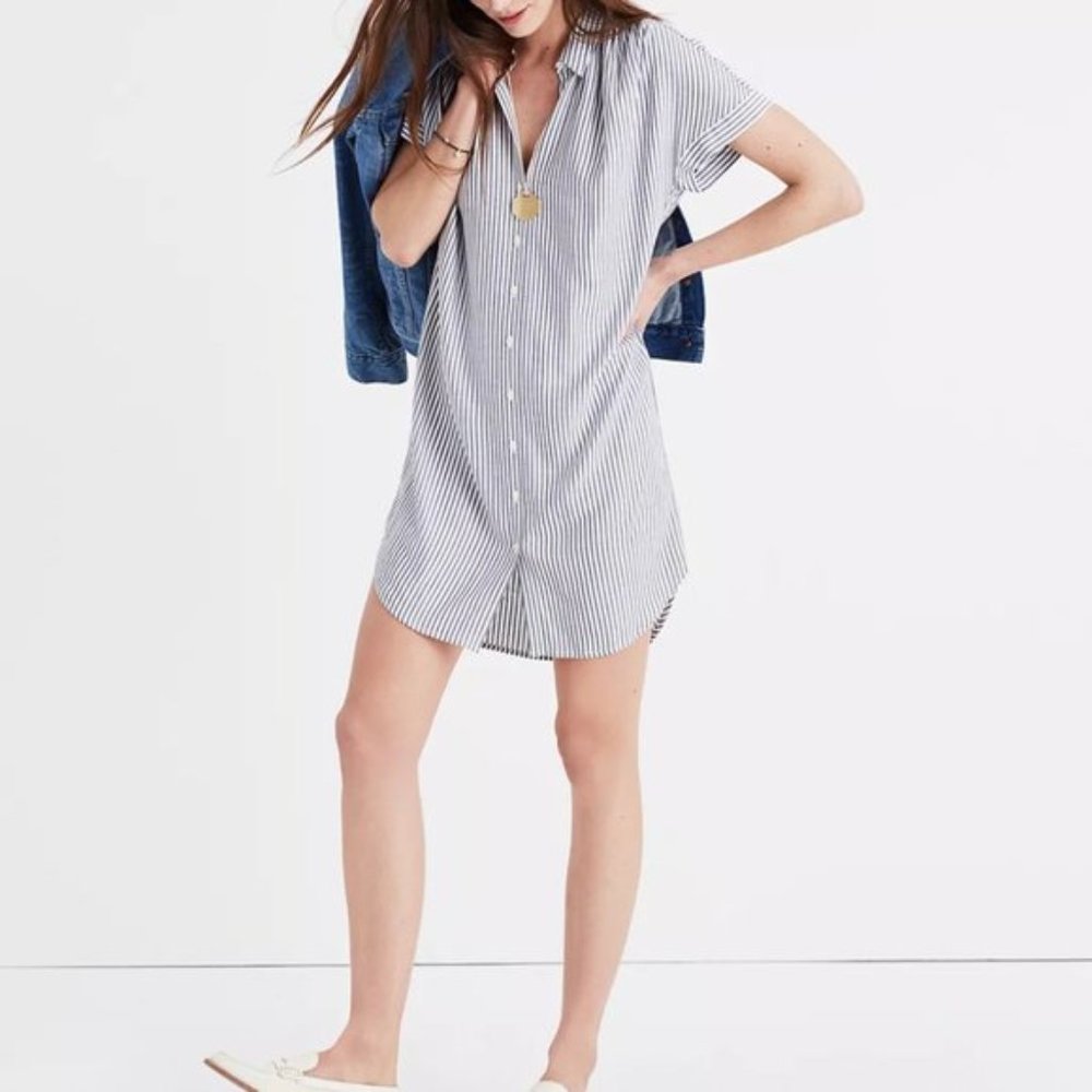 NEW Madewell Stripe Central Shirt Dress